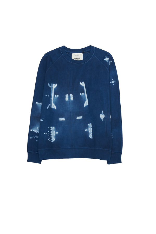 INDIGO SHIBORI ORGANIC COTTON SWEATSHIRT