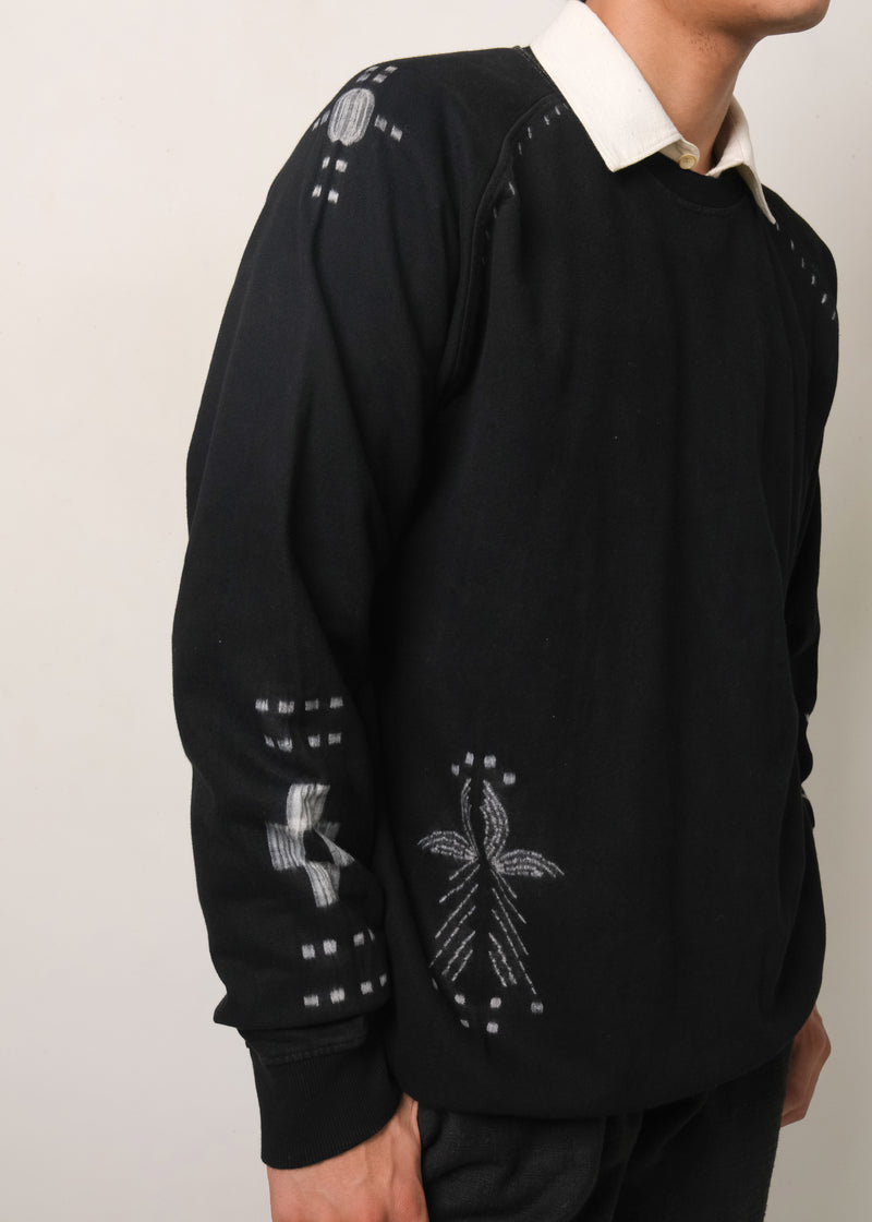 BLACK SHIBORI ORGANIC COTTON SWEATSHIRT