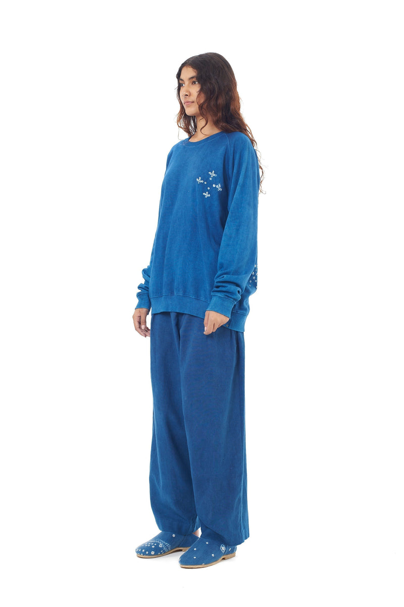 INDIGO ORGANIC COTTON BANDHANI SWEATSHIRT