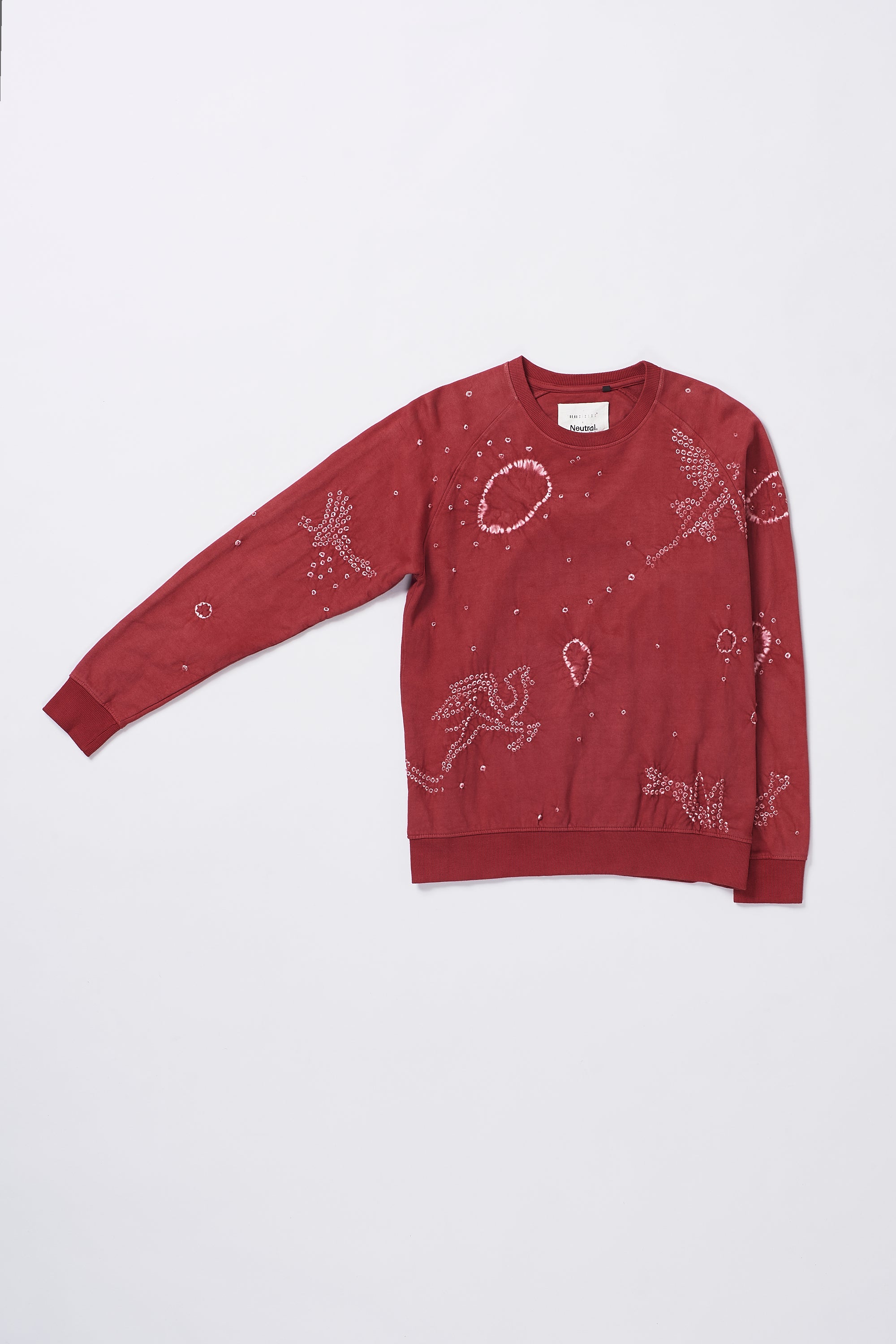 CRIMSON PINK ORGANIC COTTON BANDHANI SWEATSHIRT