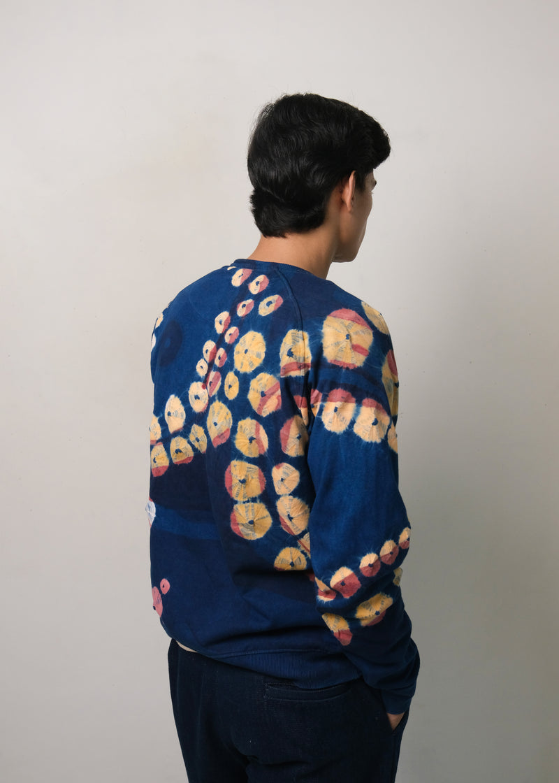 INDIGO HAND PAINTED & BANDHANI SWEATSHIRT