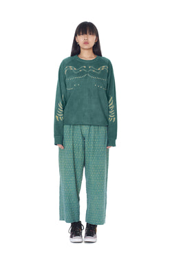 OLIVE GREEN STATEMENT SHIBORI SWEATSHIRT