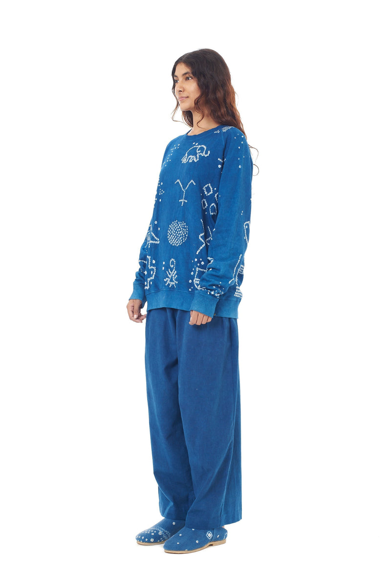 INDIGO ORGANIC COTTON BANDHANI SWEATSHIRT