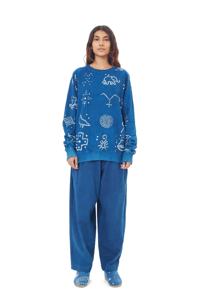 INDIGO ORGANIC COTTON BANDHANI SWEATSHIRT