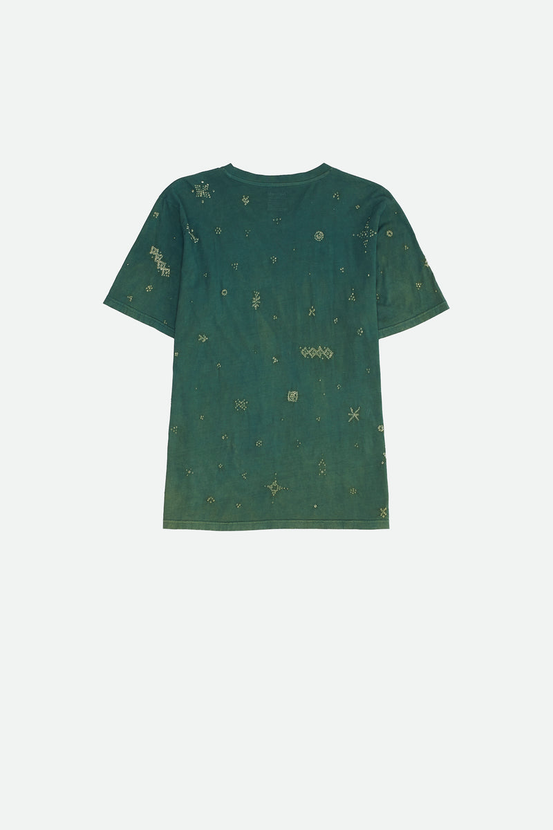 BOTTLE GREEN UNISEX ORGANIC COTTON TSHIRT WITH BANDHANI