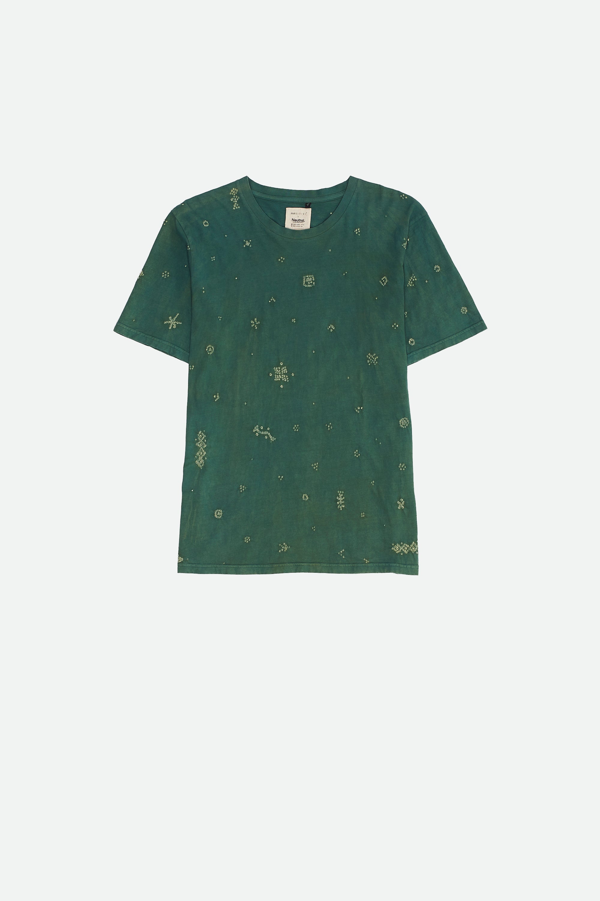 BOTTLE GREEN UNISEX ORGANIC COTTON TSHIRT WITH BANDHANI