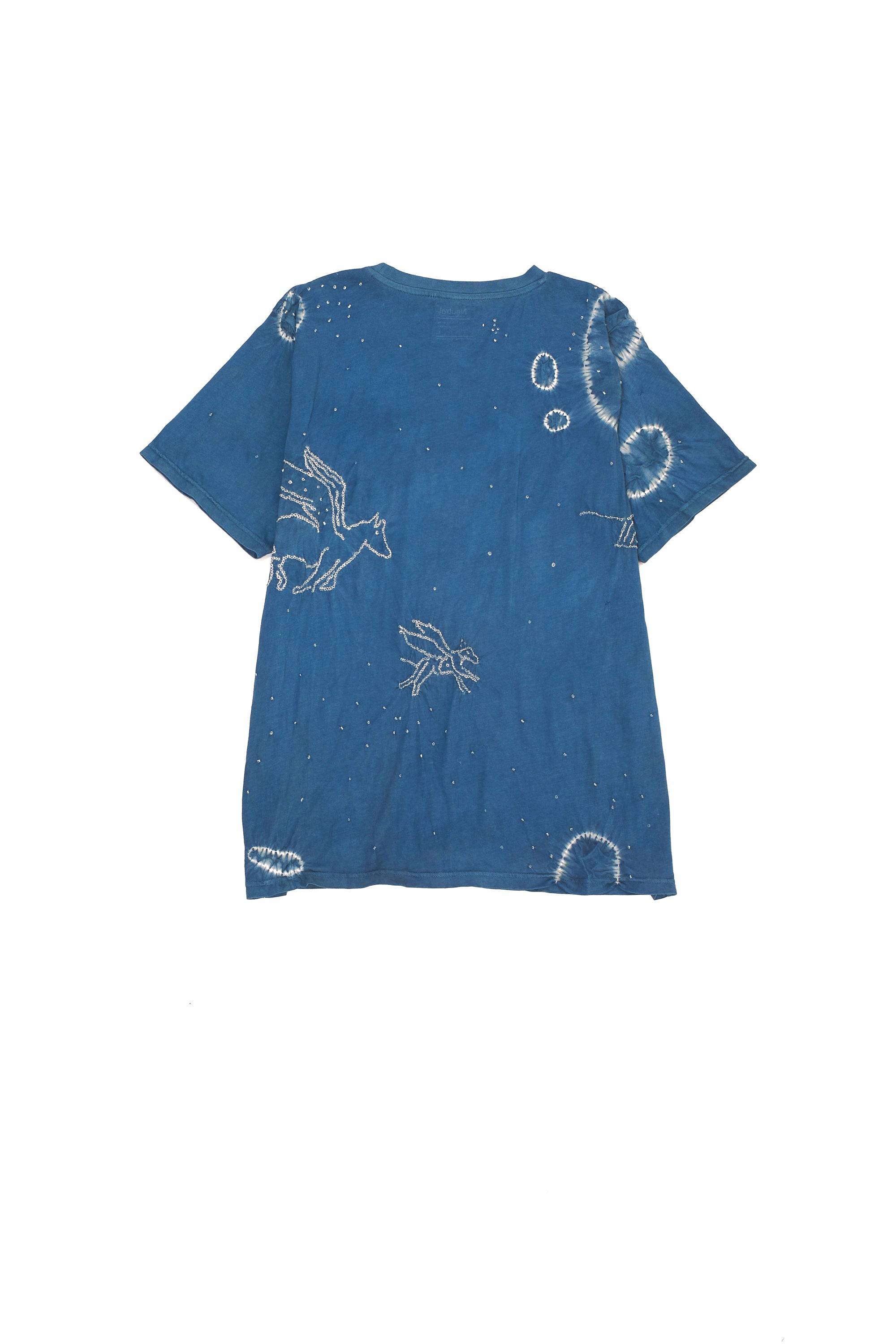 TURQUOISE RELAXED FIT T-SHIRT CRAFTED WITH ALL OVER BANDHANI MOTIFS