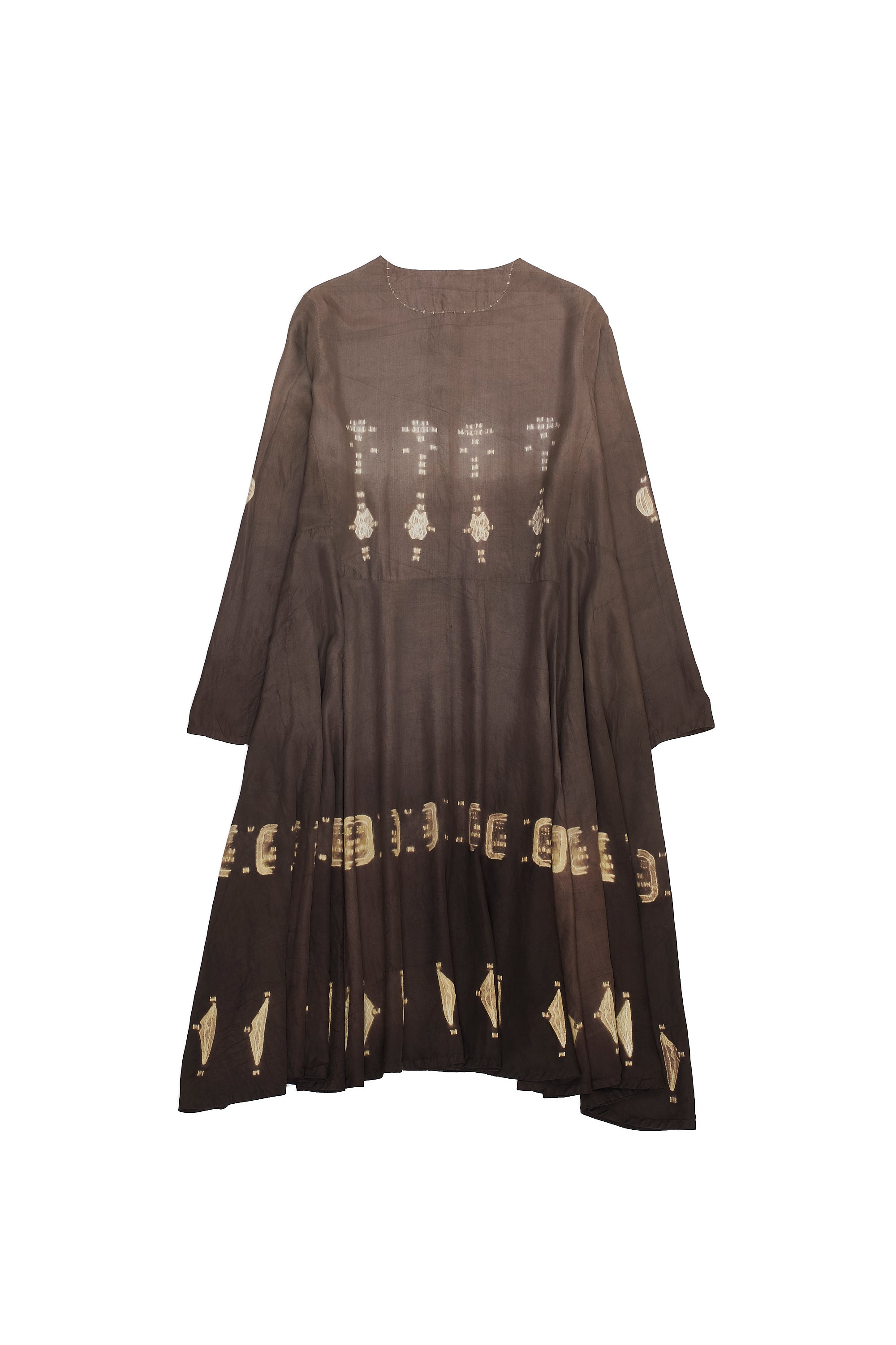 GRADIENT BROWN SILK  SHIBORI WOMEN'S DRESS