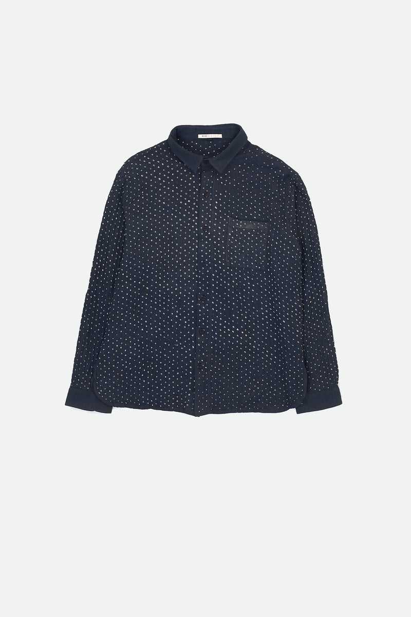 MEDIUM INDIGO COTTON BANDHANI SHIRT