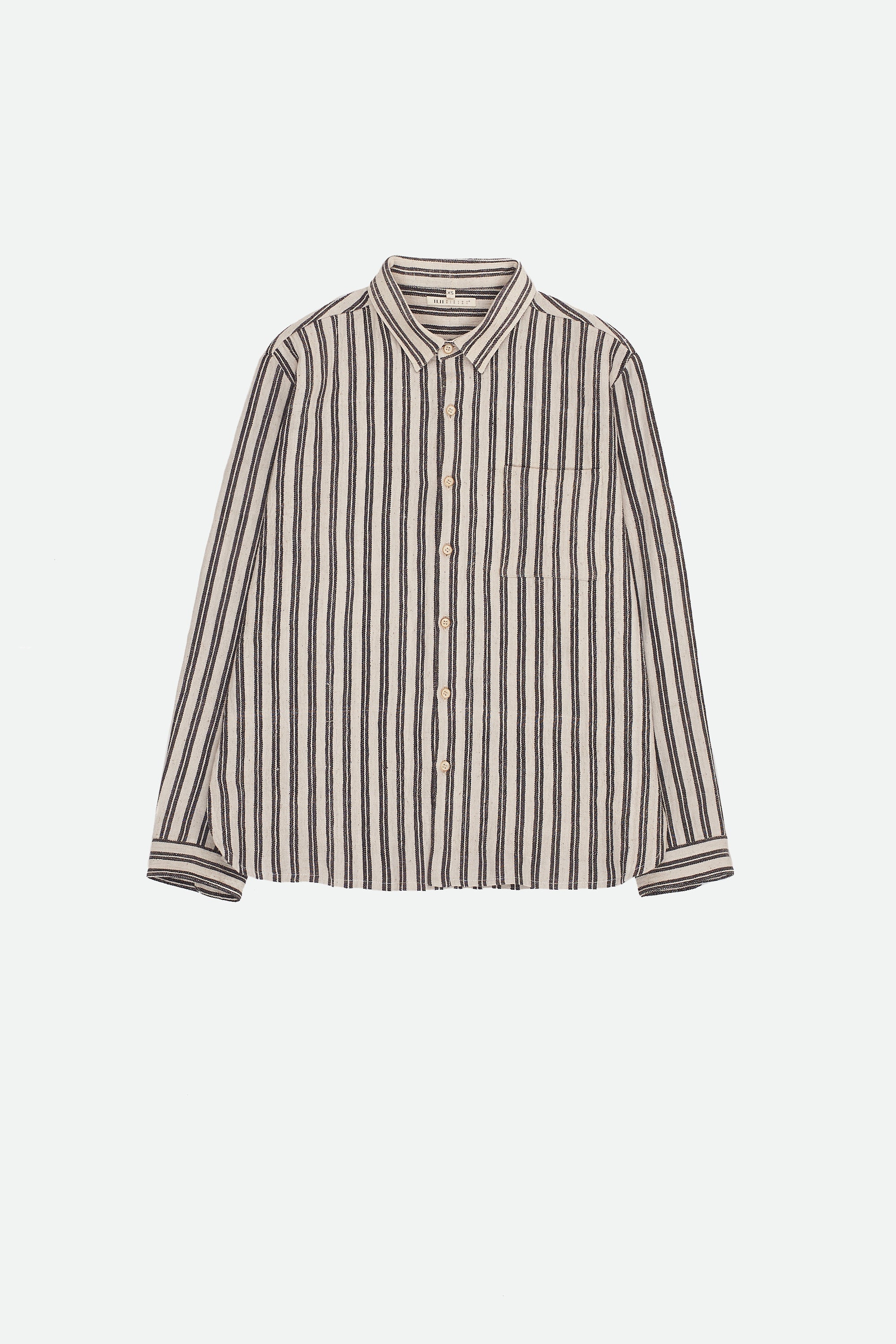 CHARCOAL BASIC STRIPE COTTON SHIRT