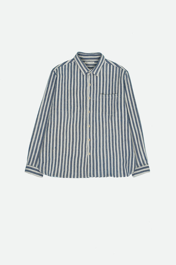 INDIGO STRIPE COTTON SHIRT