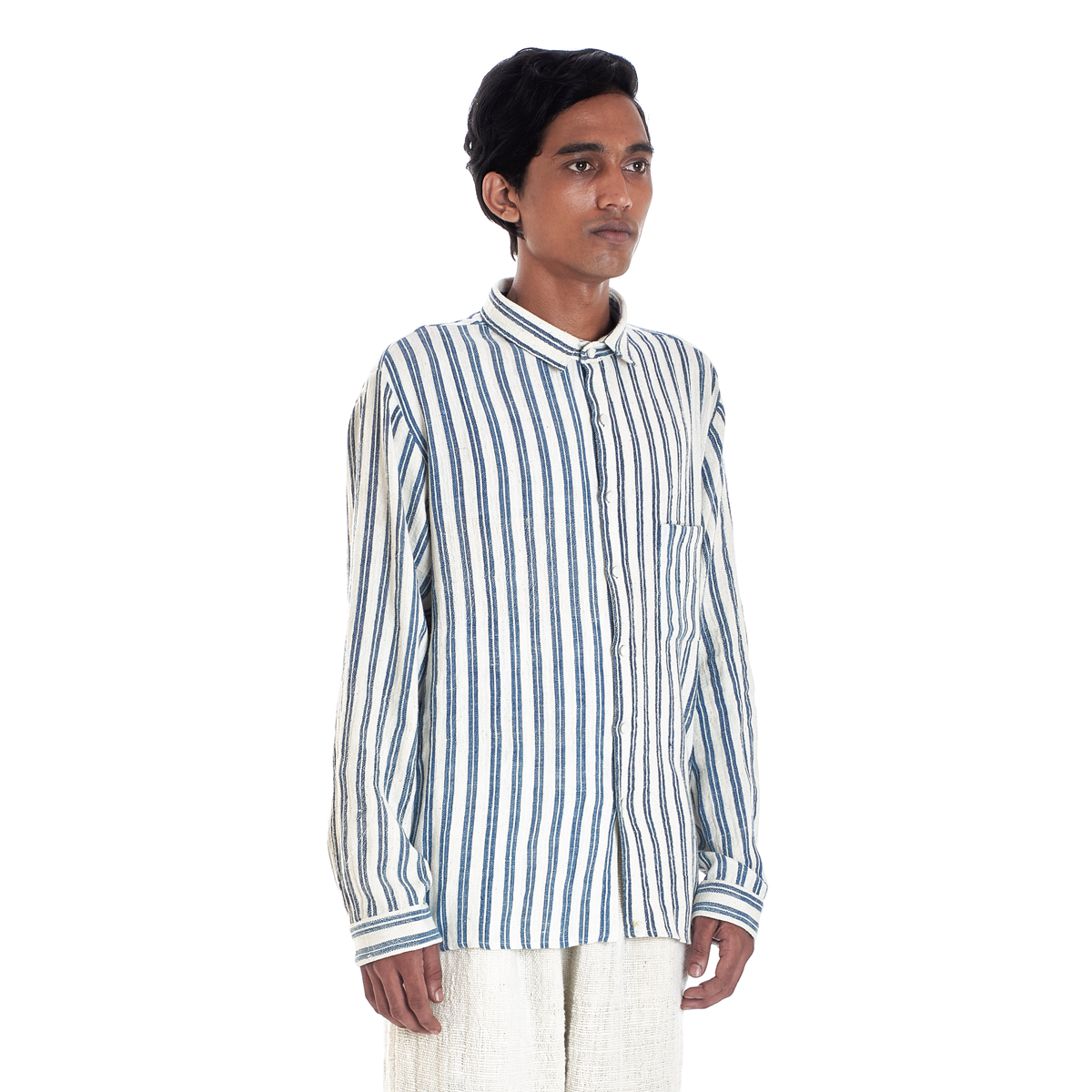 INDIGO STRIPE COTTON SHIRT