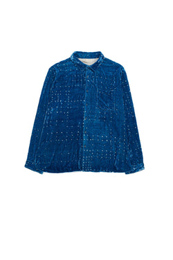 Madder Violet Bandhani Relaxed Fit Velvet Shirt