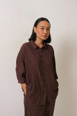 COTTON SILK BLEND BANDHANI SHIRT