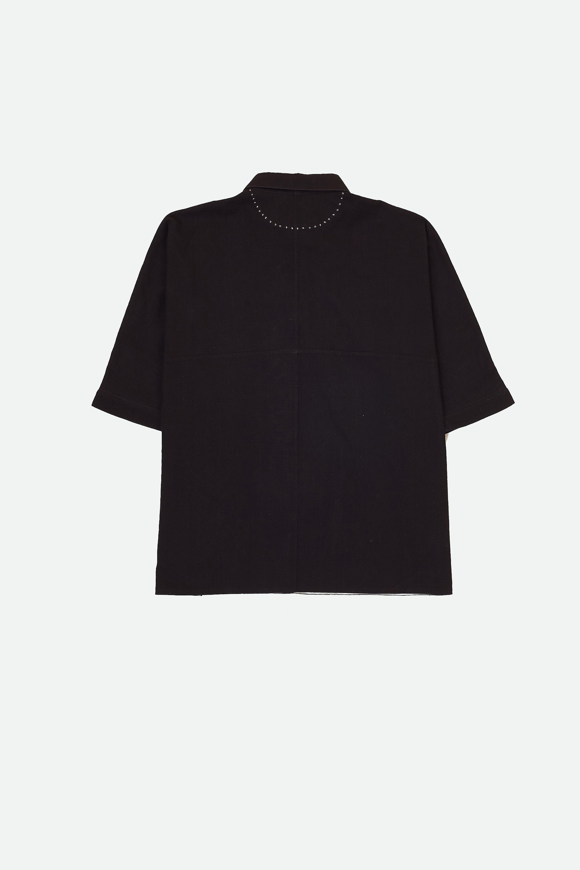 BLACK CAPE SLEEVE ORGANIC COTTON SHIRT