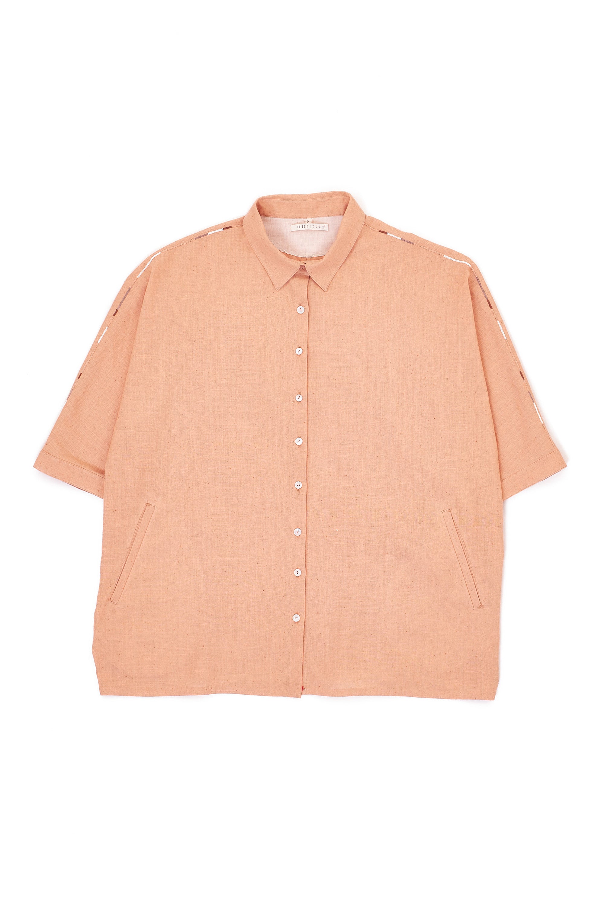 CAPE SLEEVE ORGANIC COTTON SHIRT IN TEA ROSE COLOR