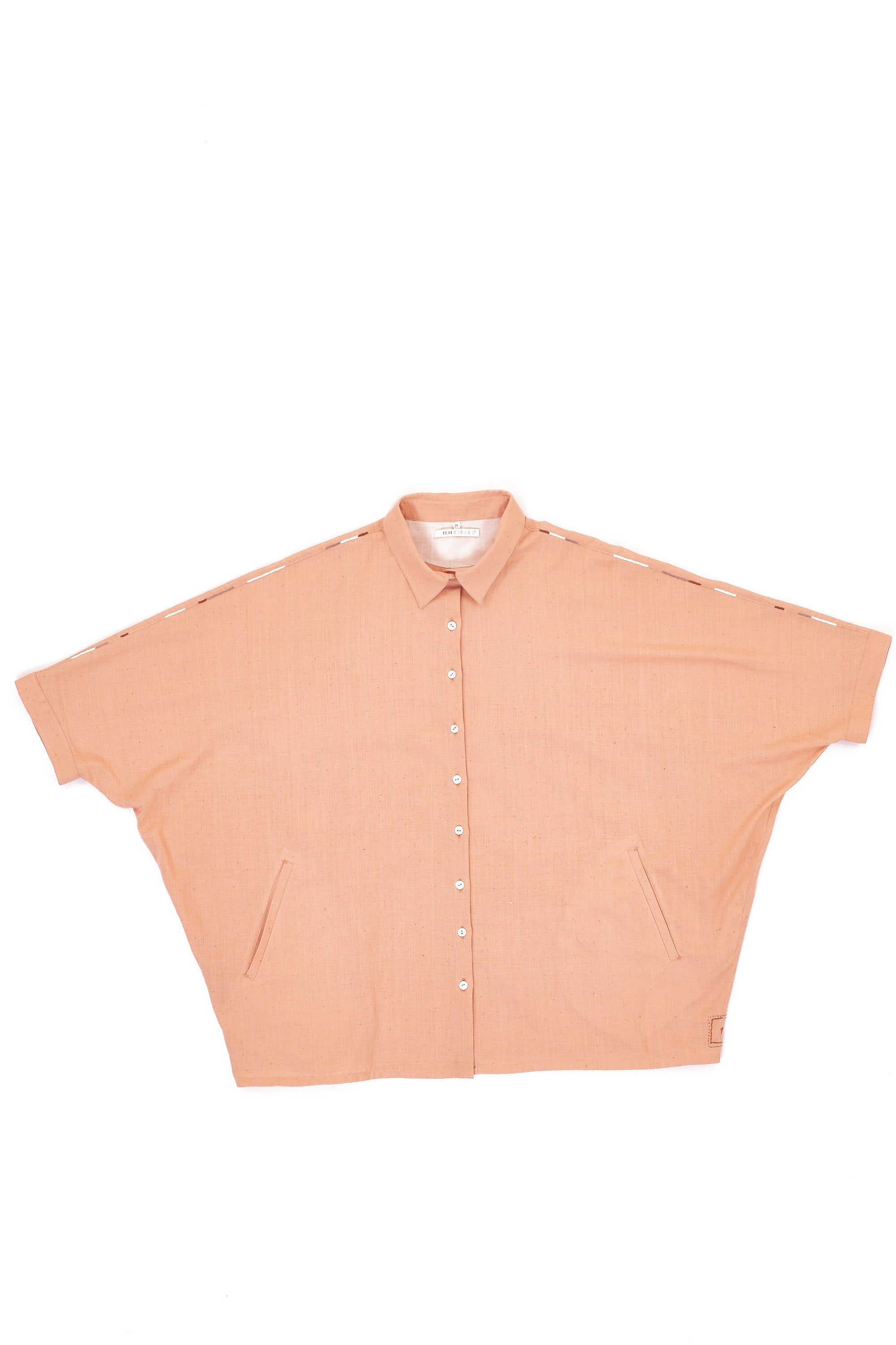 CAPE SLEEVE ORGANIC COTTON SHIRT IN TEA ROSE COLOR