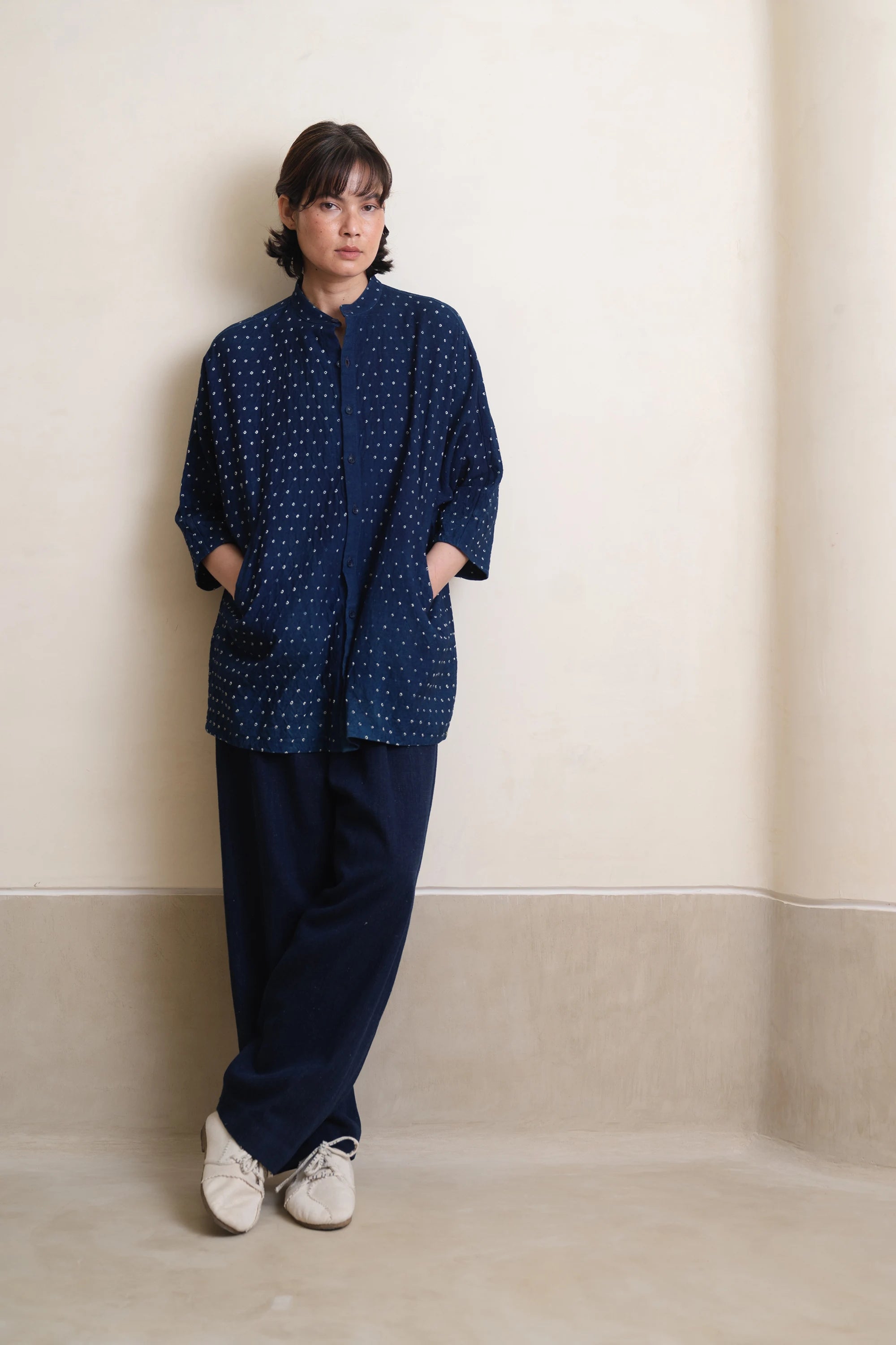 Bandhani Macca Shirt in Indigo