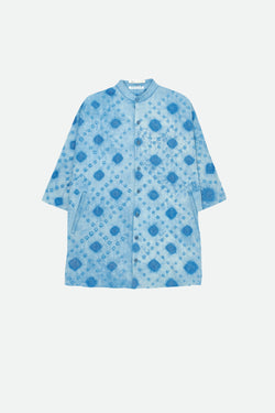 INDIGO KIMONO SLEEVE BANDHANI SHIRT