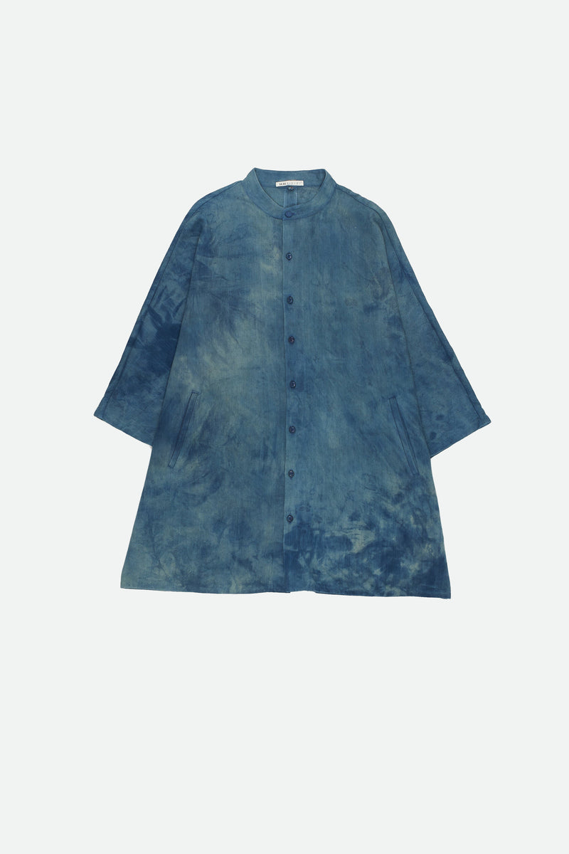 INDIGO-WASHED DEOXIDISED DENIM SHIRT