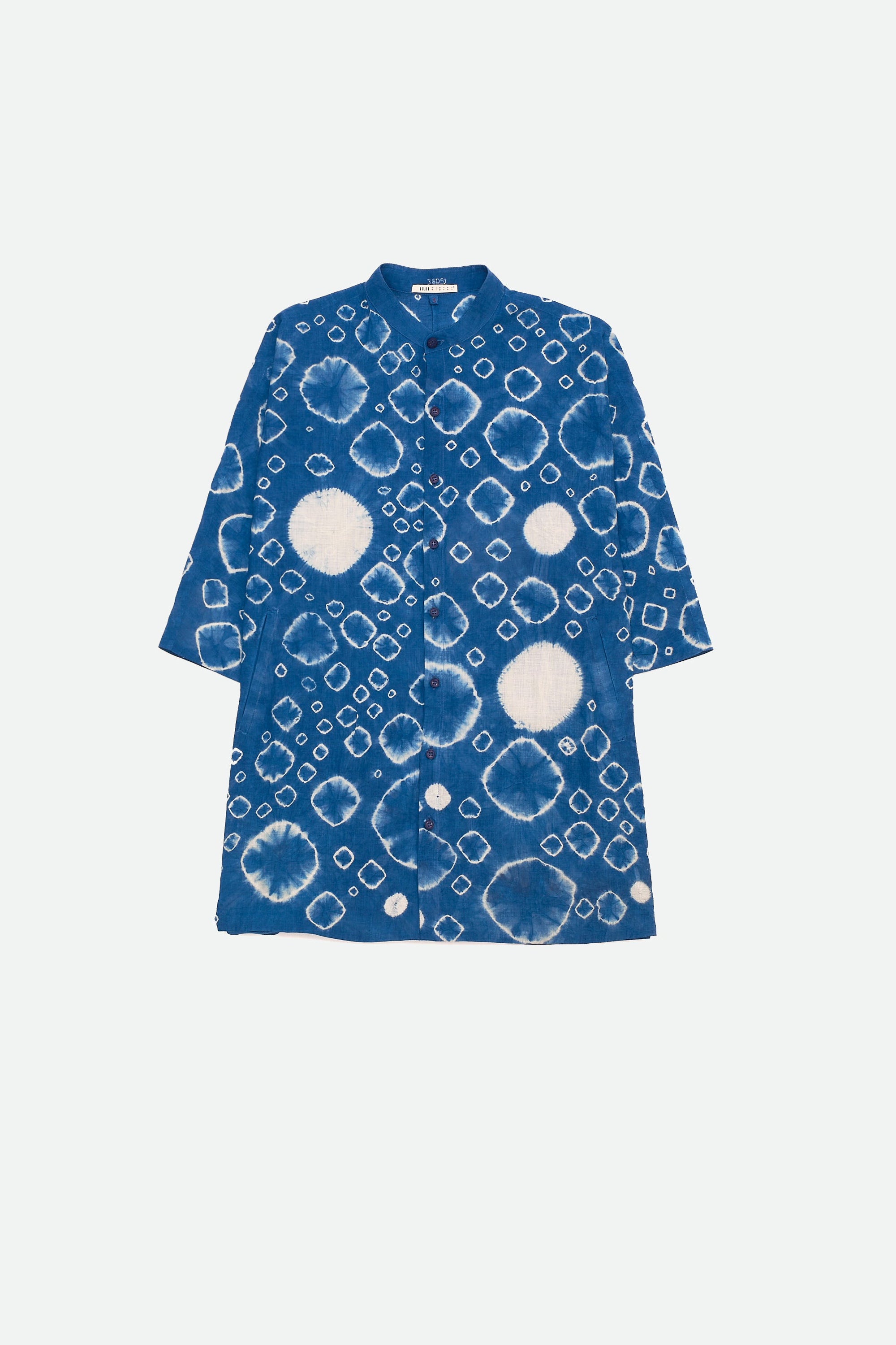 MEDIUM INDIGO KIMONO SLEEVE SHIBORI SHIRT