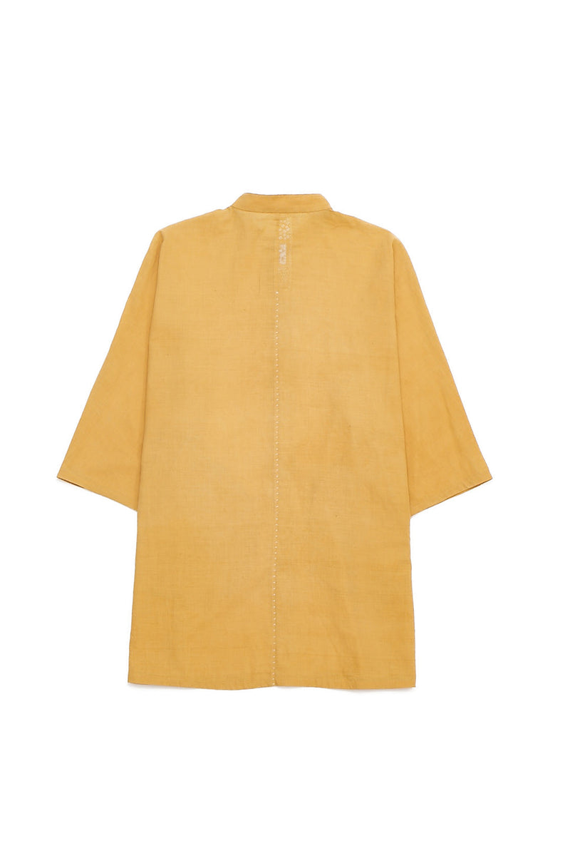 UNGENDERED KIMONO SLEEVED FINE COTTON SHIRT CRAFTED WITH SHIBORI MOTIFS