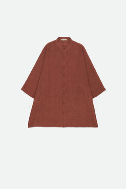 BRICK RED COTTON LINEN SHIIRT