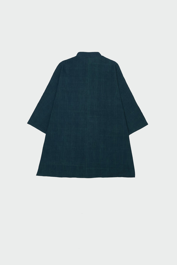 BOTTLE GREEN SOLID COTTON LINEN SHIRT