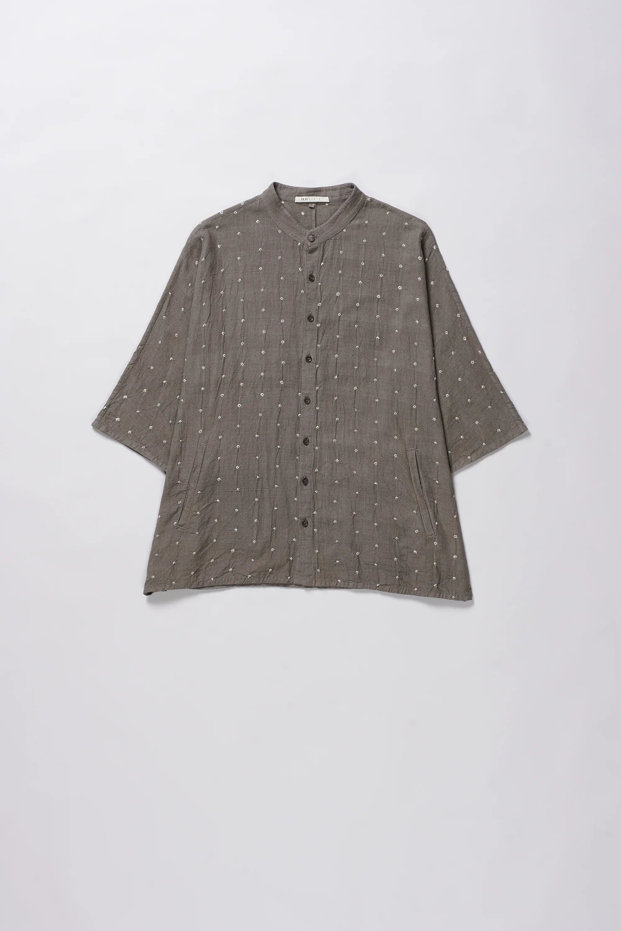 organic cotton bandhani shirt in ash grey