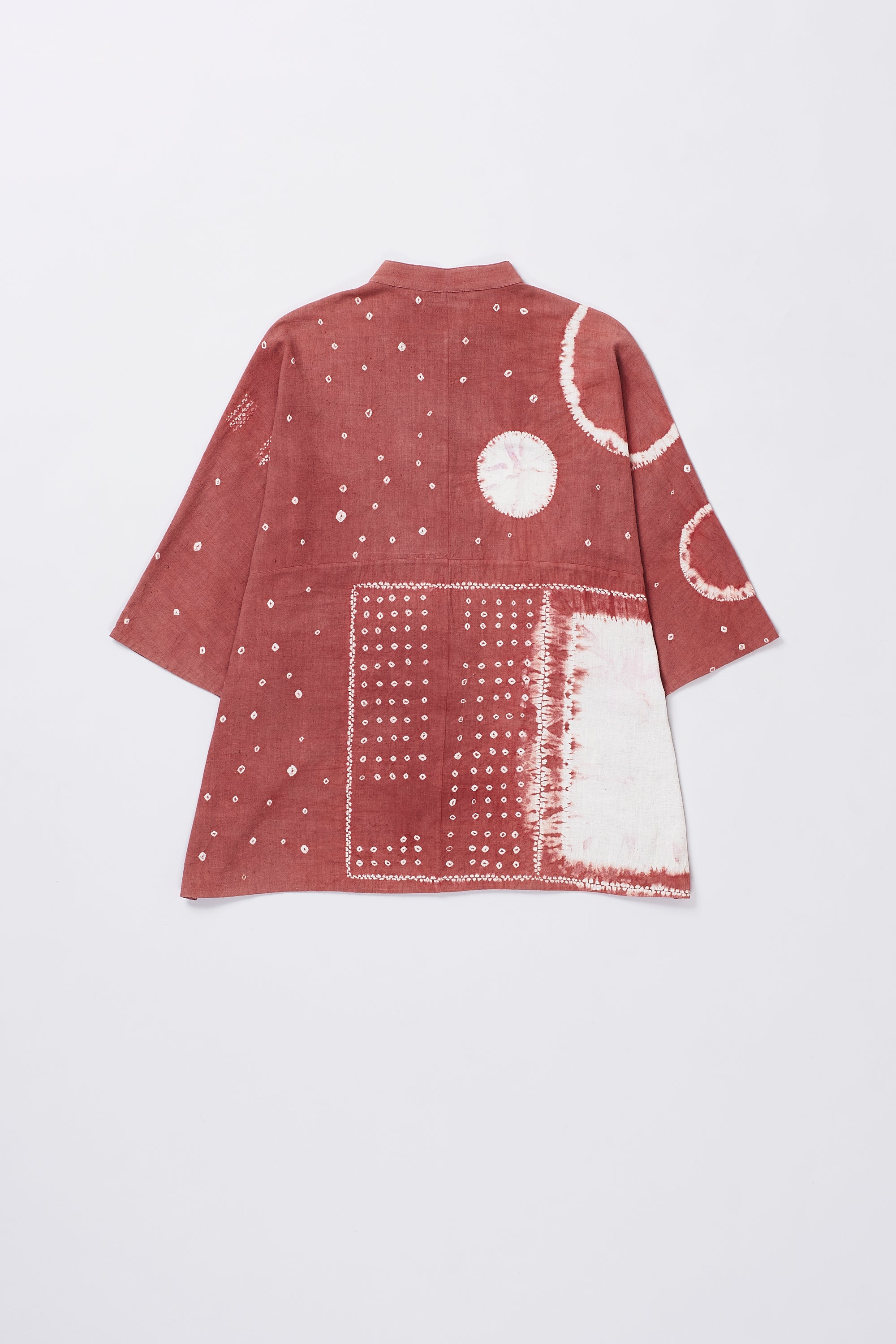 CRIMSON PINK ORGANIC COTTON SHIRT CRAFTED WITH SHIBORI