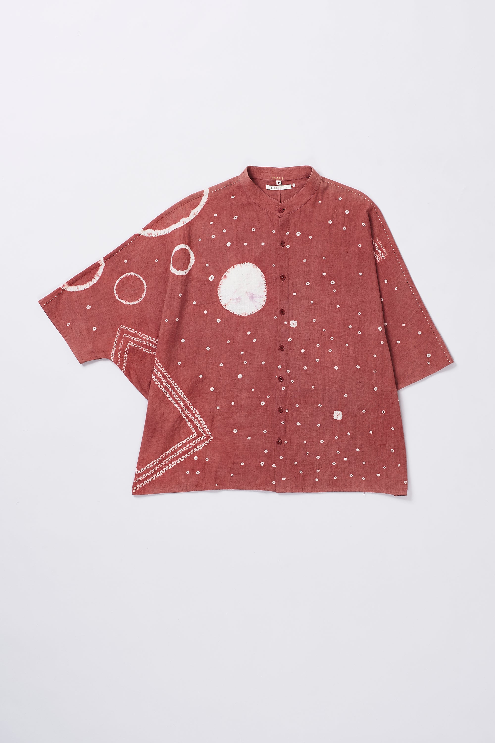 ROUGE PINK ORGANIC COTTON SHIRT CRAFTED WITH SHIBORI