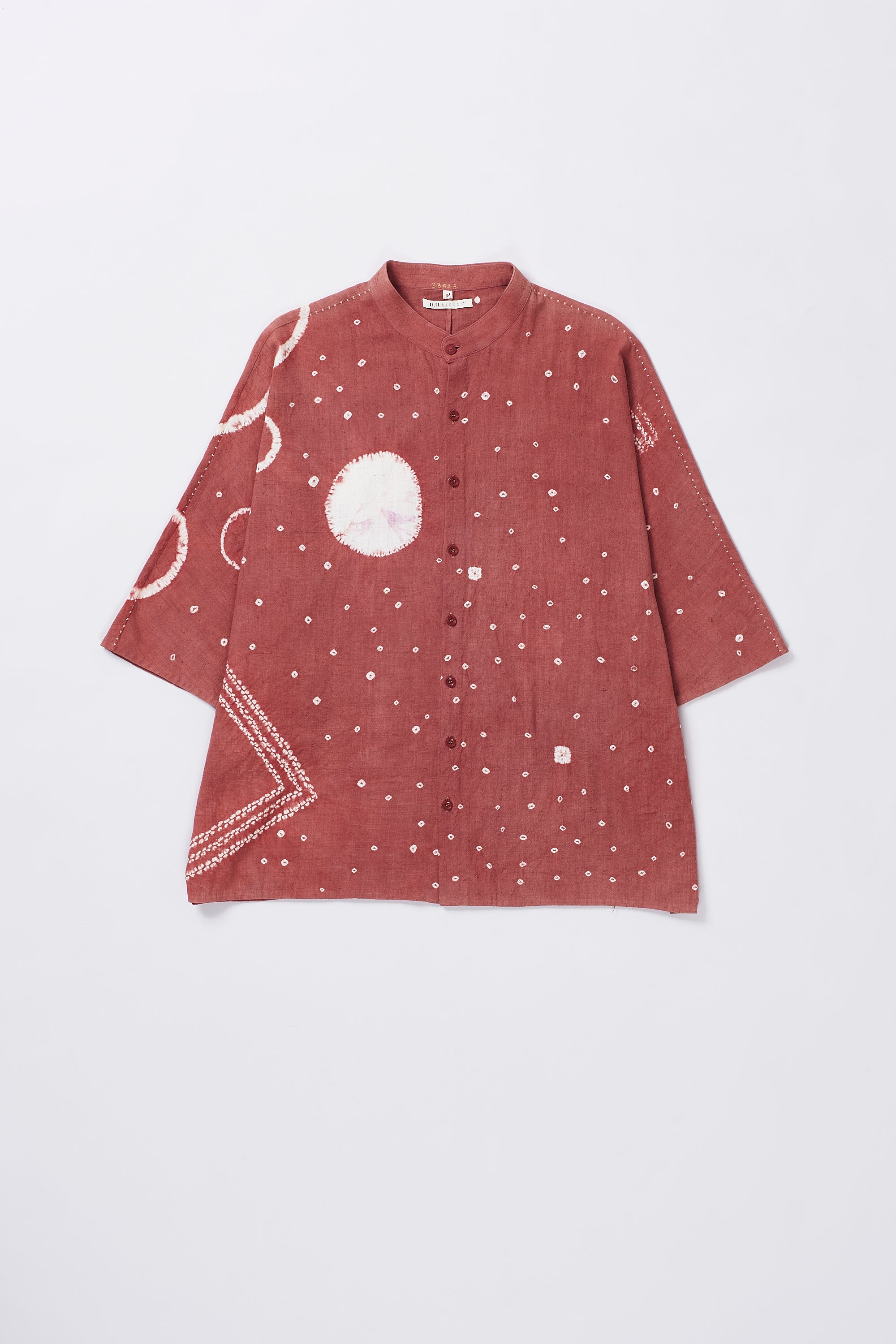 CRIMSON PINK ORGANIC COTTON SHIRT CRAFTED WITH SHIBORI