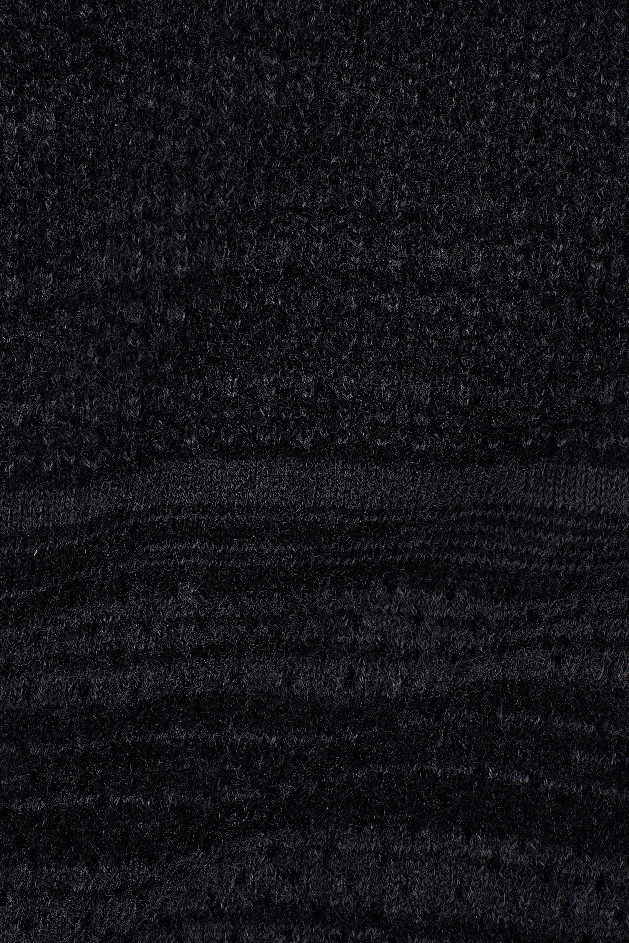 BLACK MERINO WOOL POINTELLE CREW NECK SWEATER