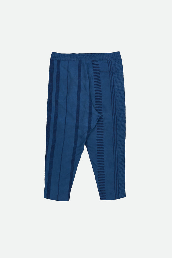 INDIGO BLOCK PRINTED SILK PANT