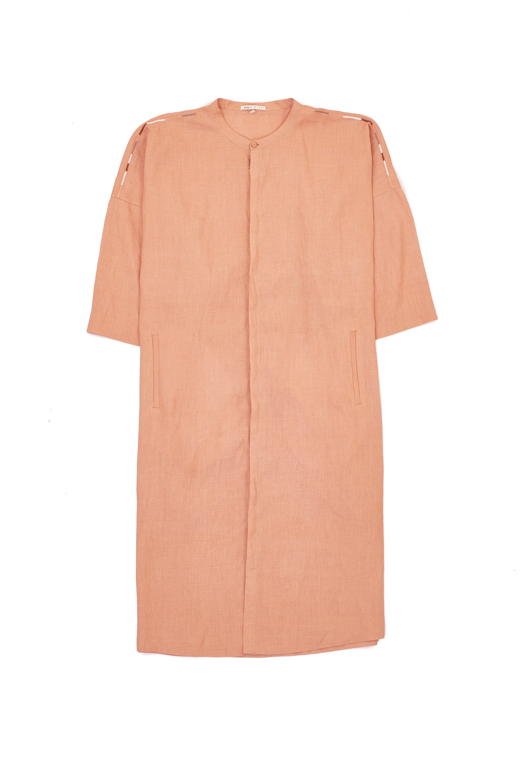 TEA ROSE STRAIGHT TUNIC DRESS WITH HAND EMROIDERED DETAILS