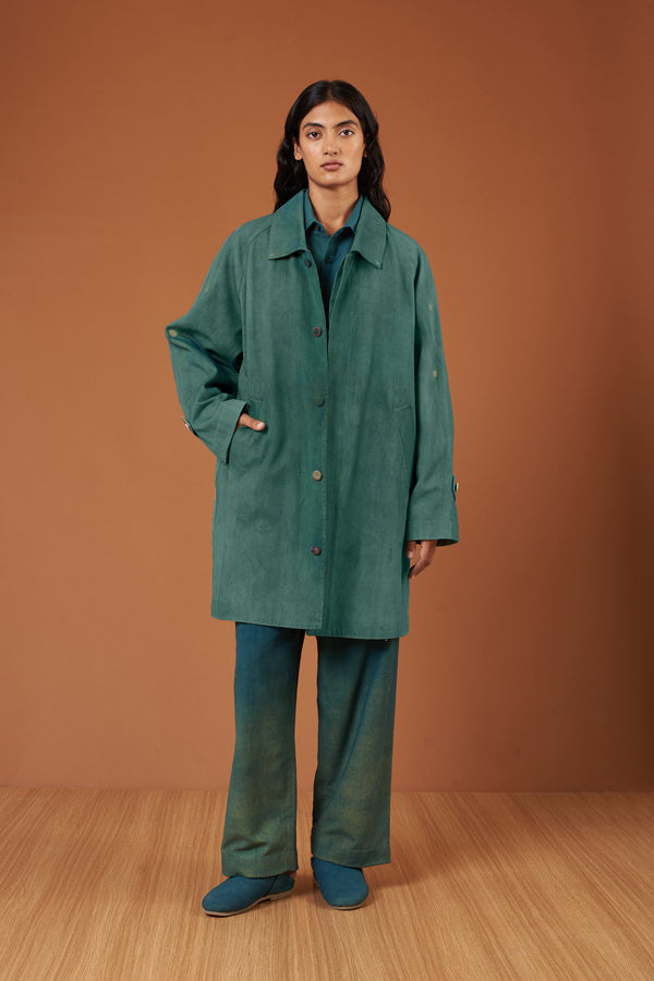 Olive Green Statement Multi-Coloured Shibori Jacket