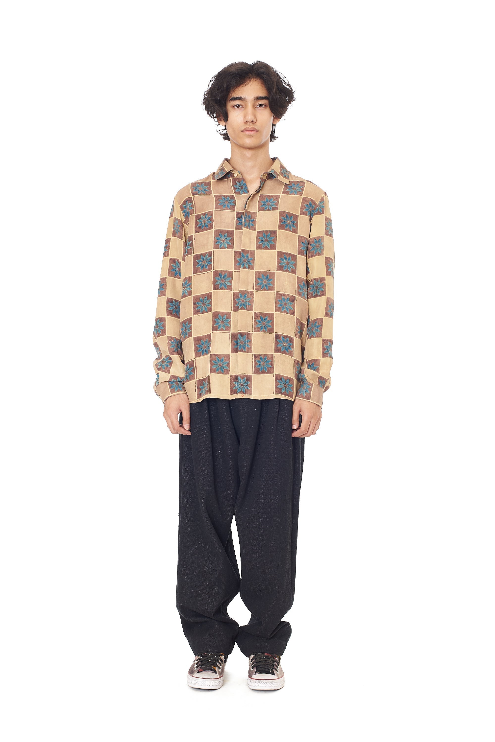 Multi-Colour Atthangudi Tile Inspired Block Print Mens Shirt
