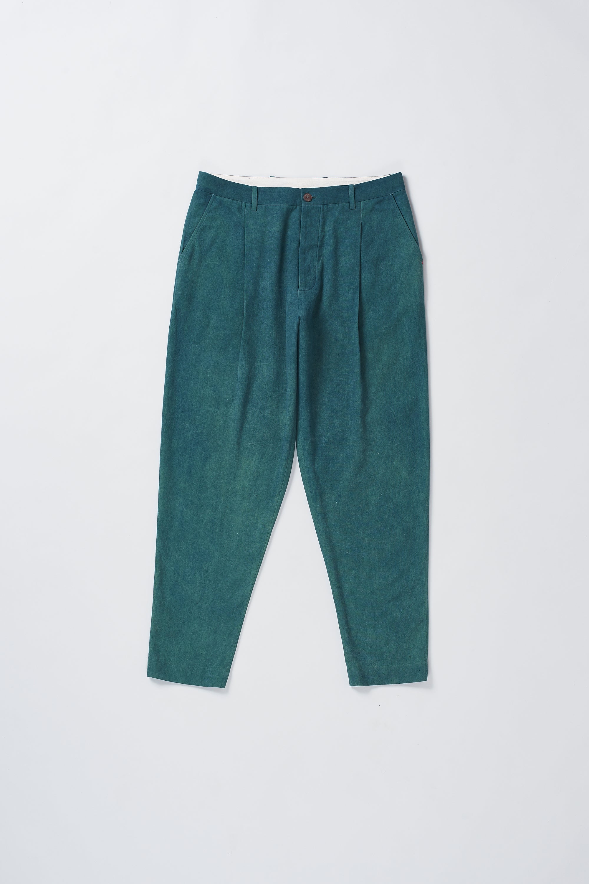 BOTTLE GREEN COTTON STRING PANTS