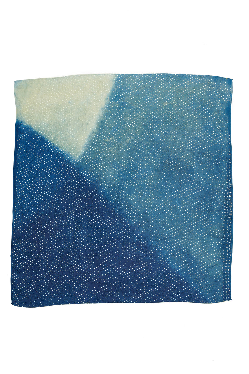 Indigo Block Handpainted Bandhani Silk Scarf