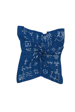 Indigo Silk Bandhani Statement Square Silk Scarf