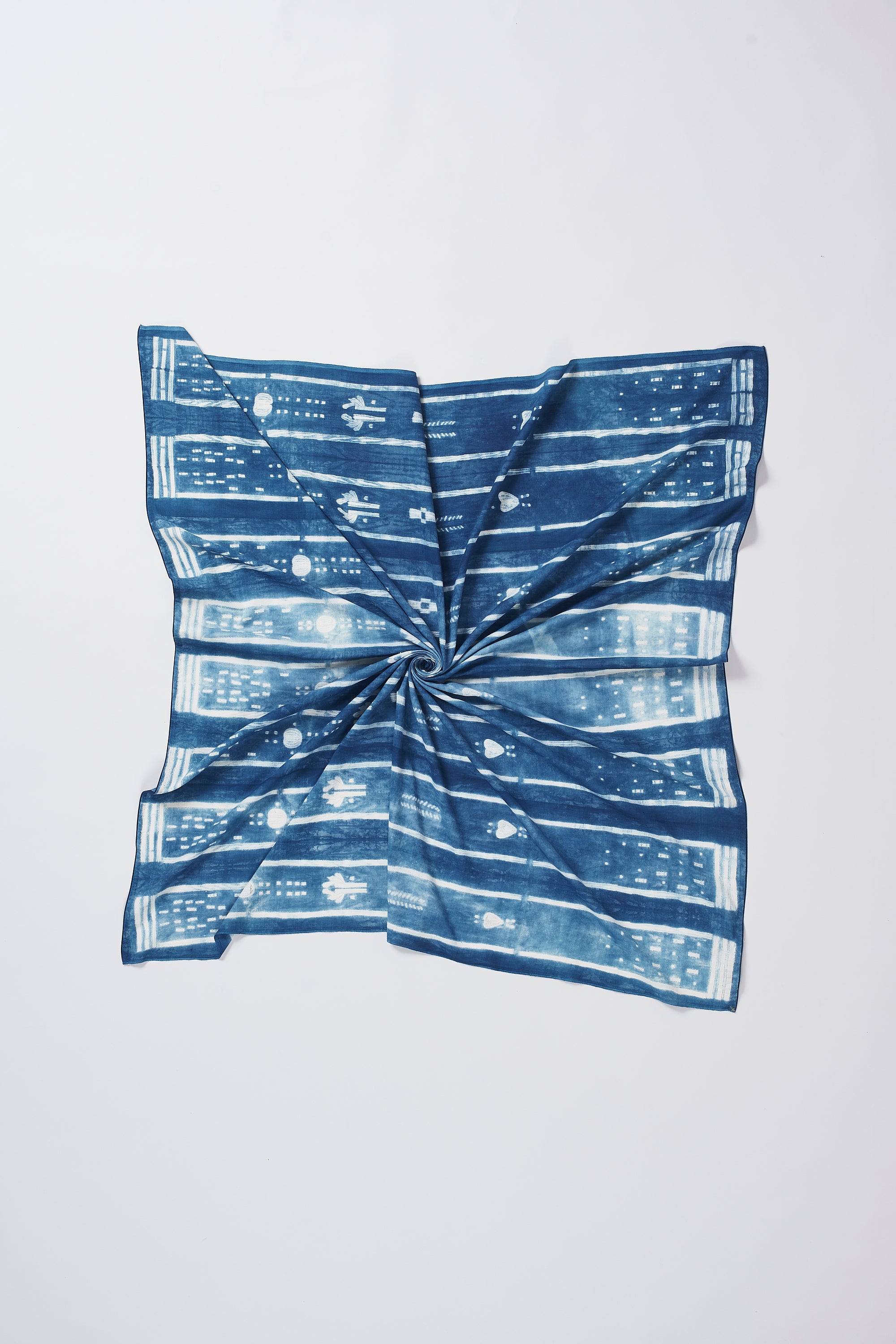 MEDIUM INDIGO SHIBORI COTTON SILK SCARF