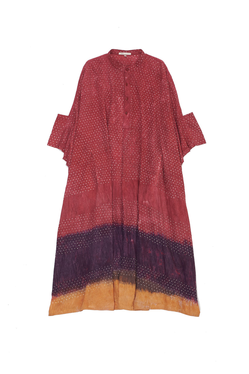 Colour Blocked Dress Featuring Miniature Bandhani