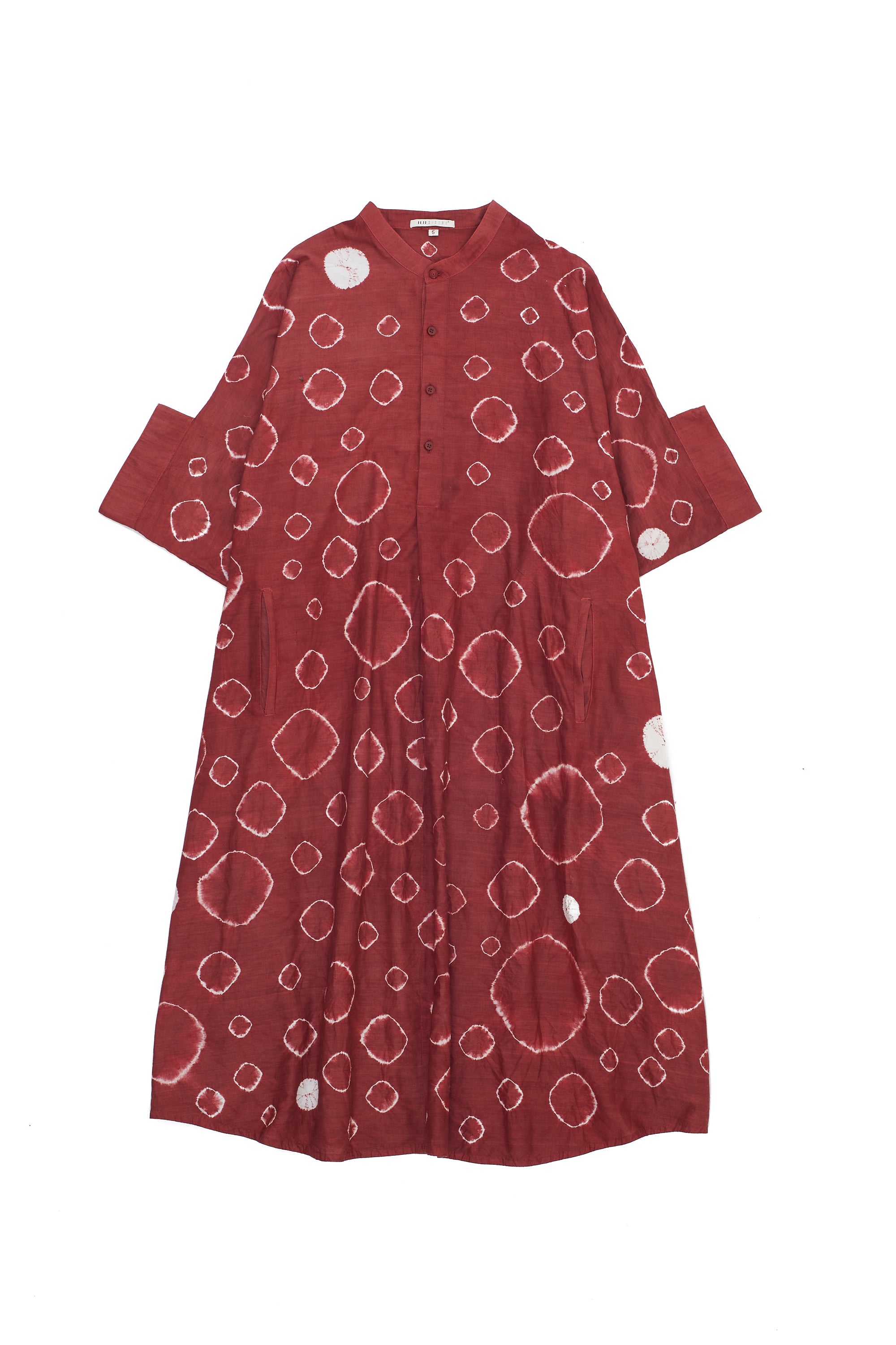 CRIMSON PINK KAFTAN DRESS CRAFTED WITH ALL OVER SHIBORI
