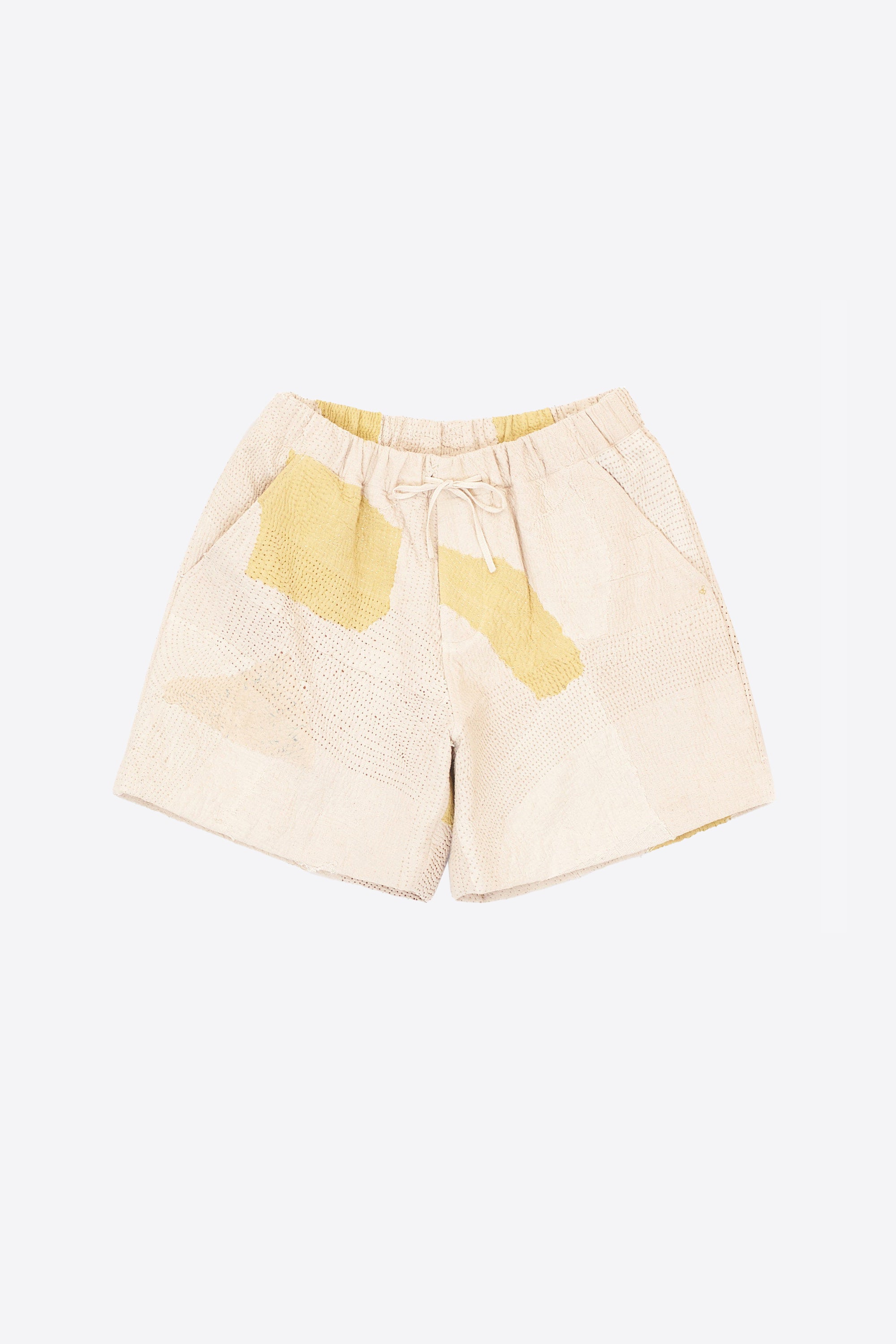 KANTHA PATCHWORK ECRU SHORTS