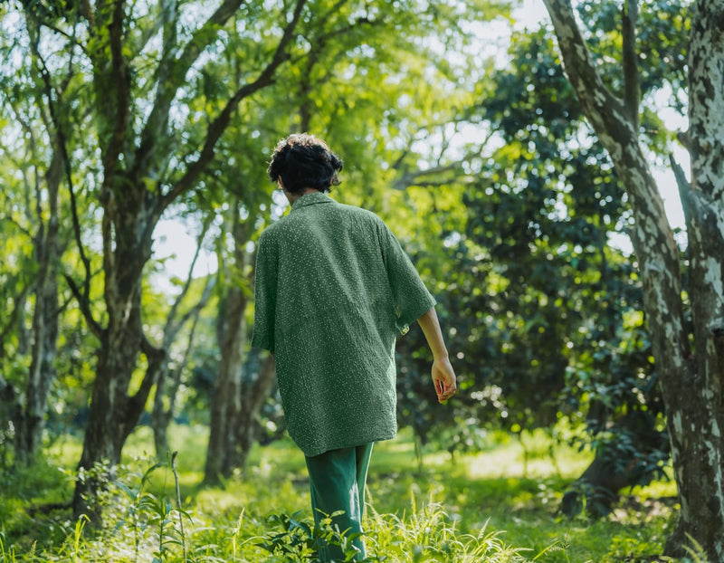 OLIVE GREEN BANDHANI SHIRT