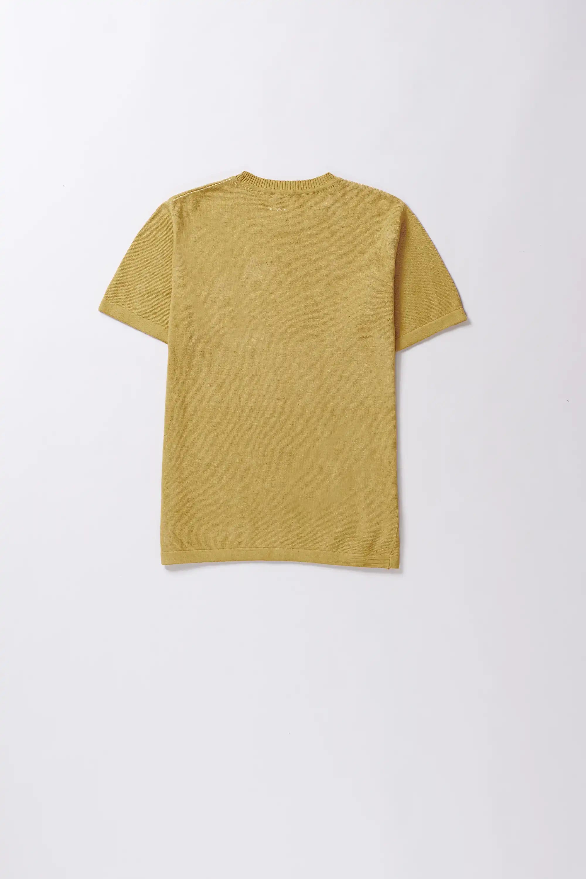 Cotton ochre yellow t-shirt with hand detail