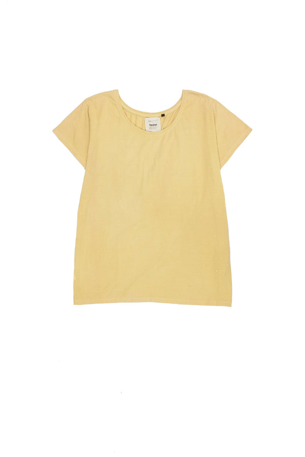 OCHRE YELLOW COTTON WITH BANDHANI T- SHIRT