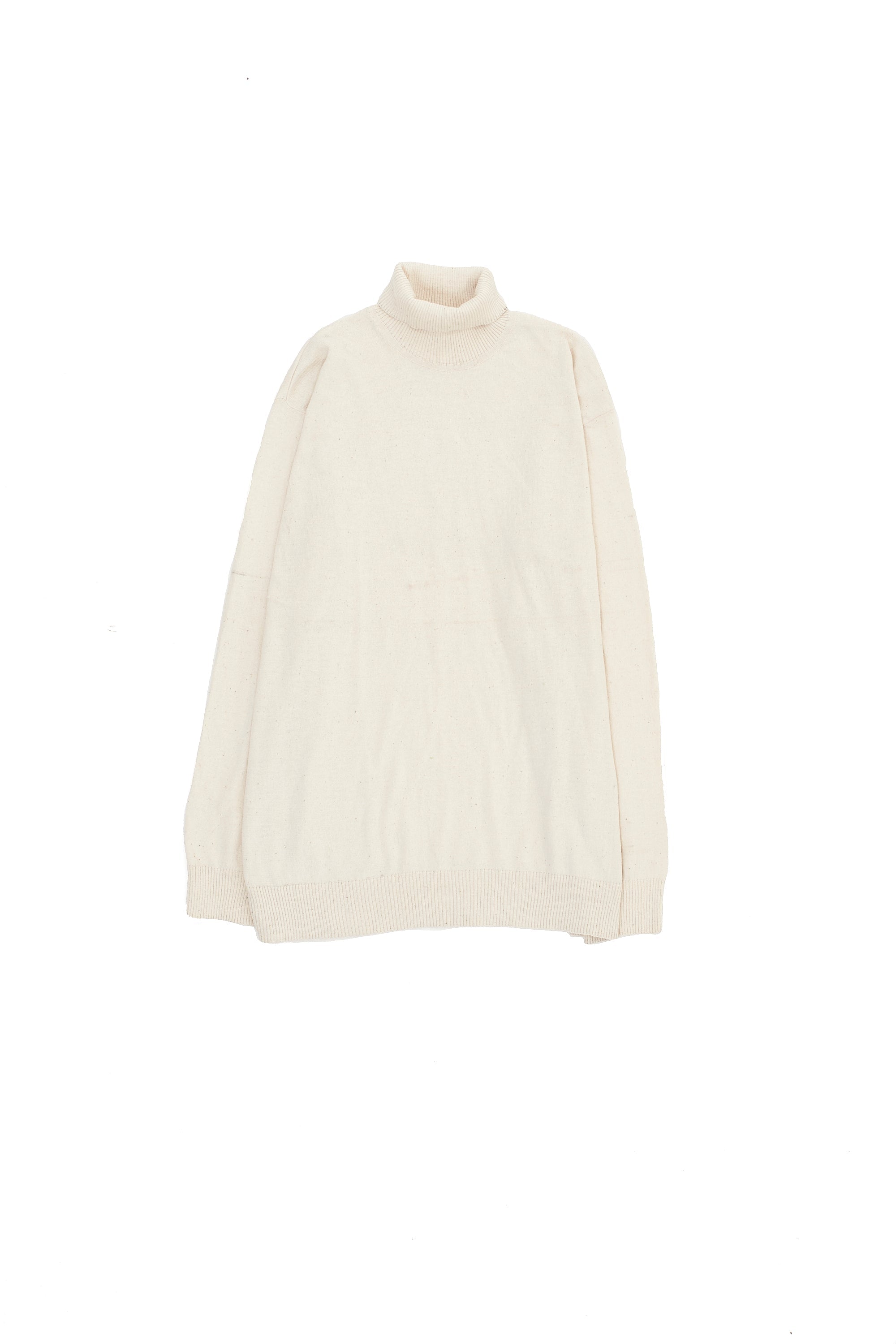 UNDYED TURTLE NECK FULL-SLEEVED COTTON T-SHIRT