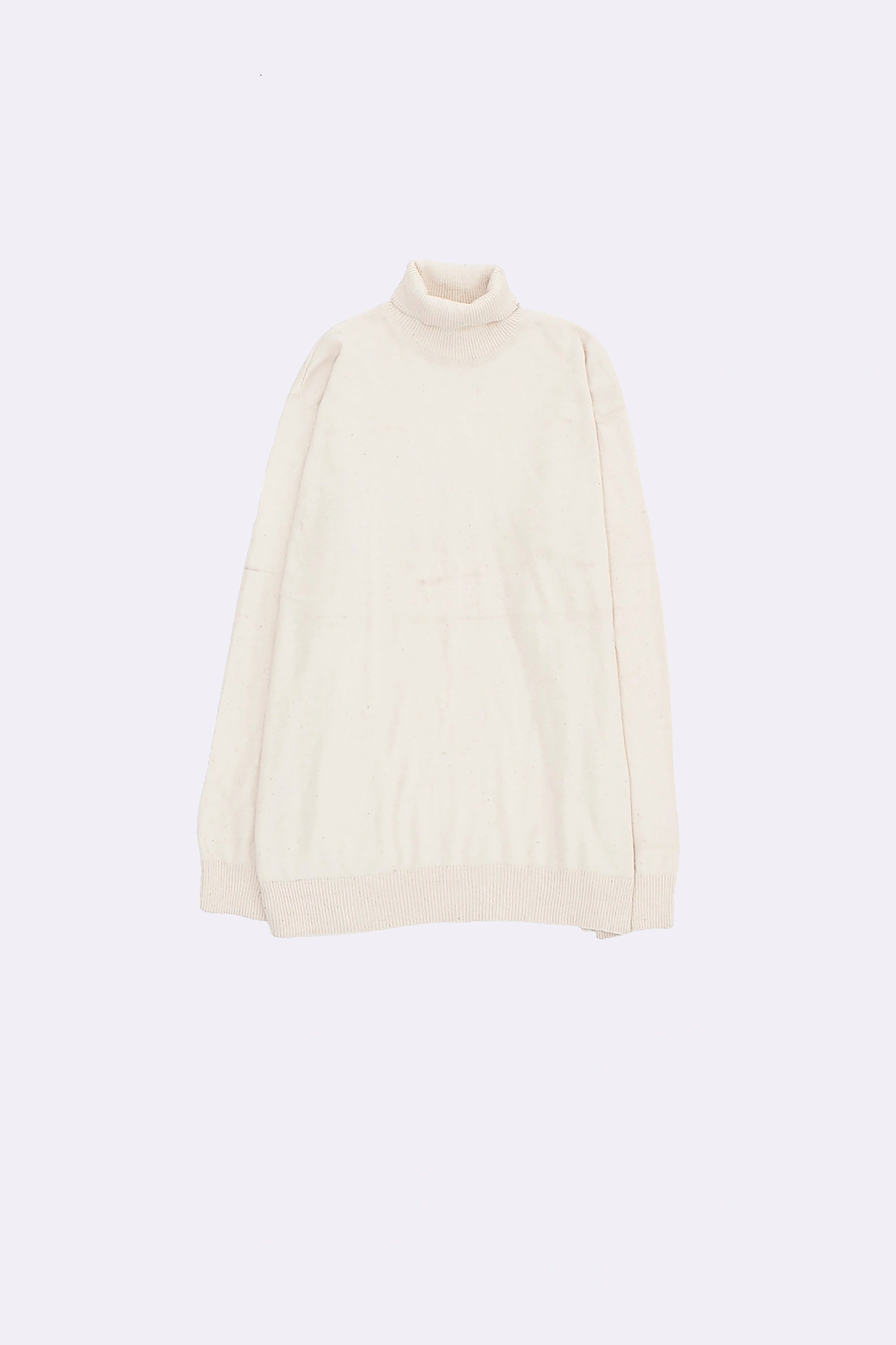 Undyed Turtleneck Full Sleeve Cotton Sweater