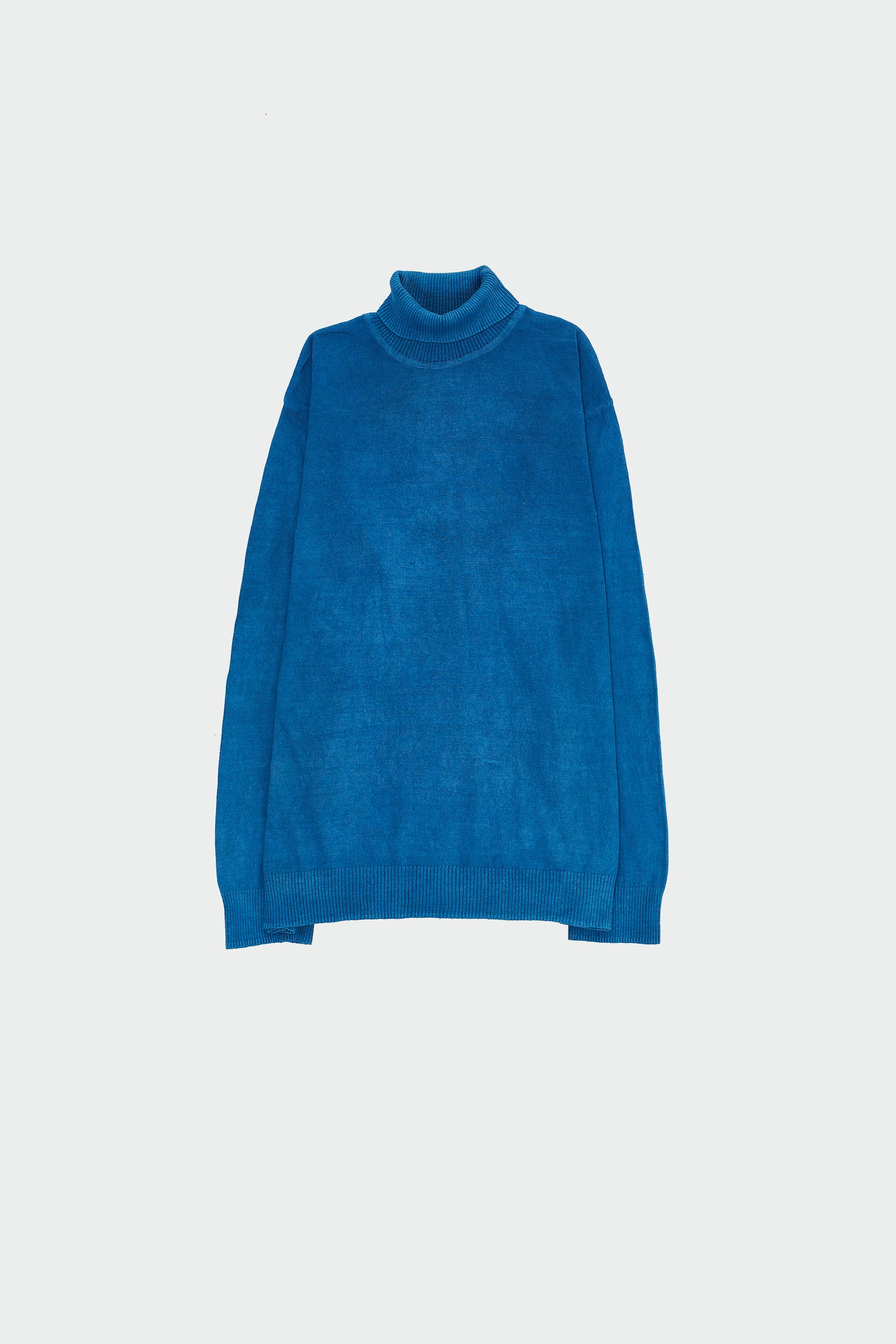 INDIGO TURTLENECK FULL SLEEVED COTTON T-SHIRT